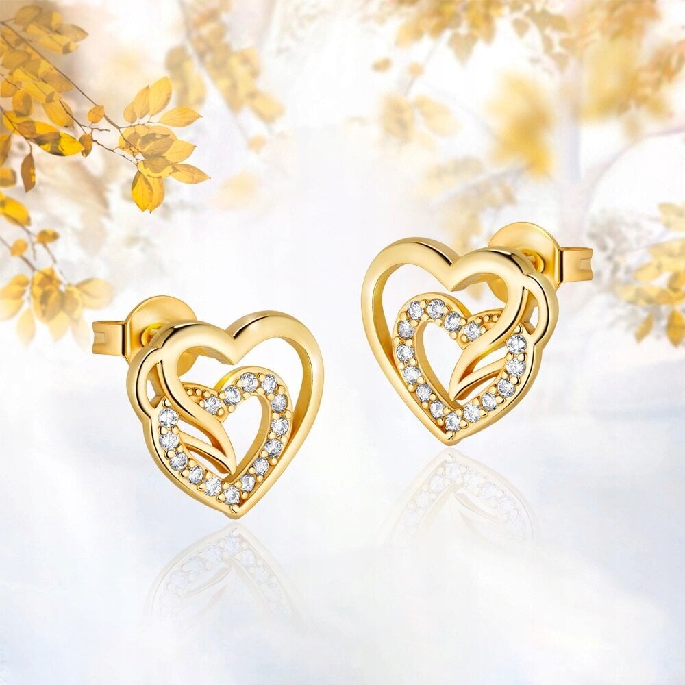 Moteriški auksiniai auskarai su kristalais kaina ir informacija | Auskarai | pigu.lt