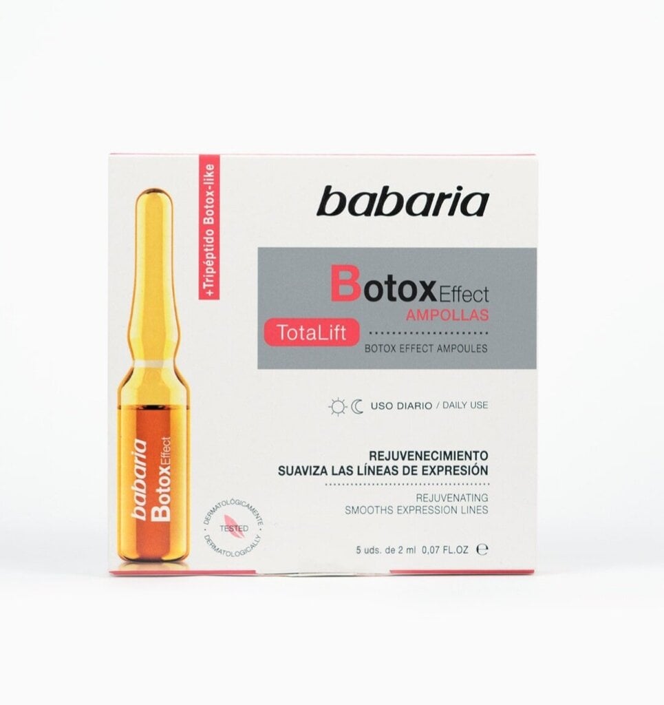 Veido ampulės Babaria Botox Effect Total Lift Ampoules, 5x2ml kaina ir informacija | Veido aliejai, serumai | pigu.lt