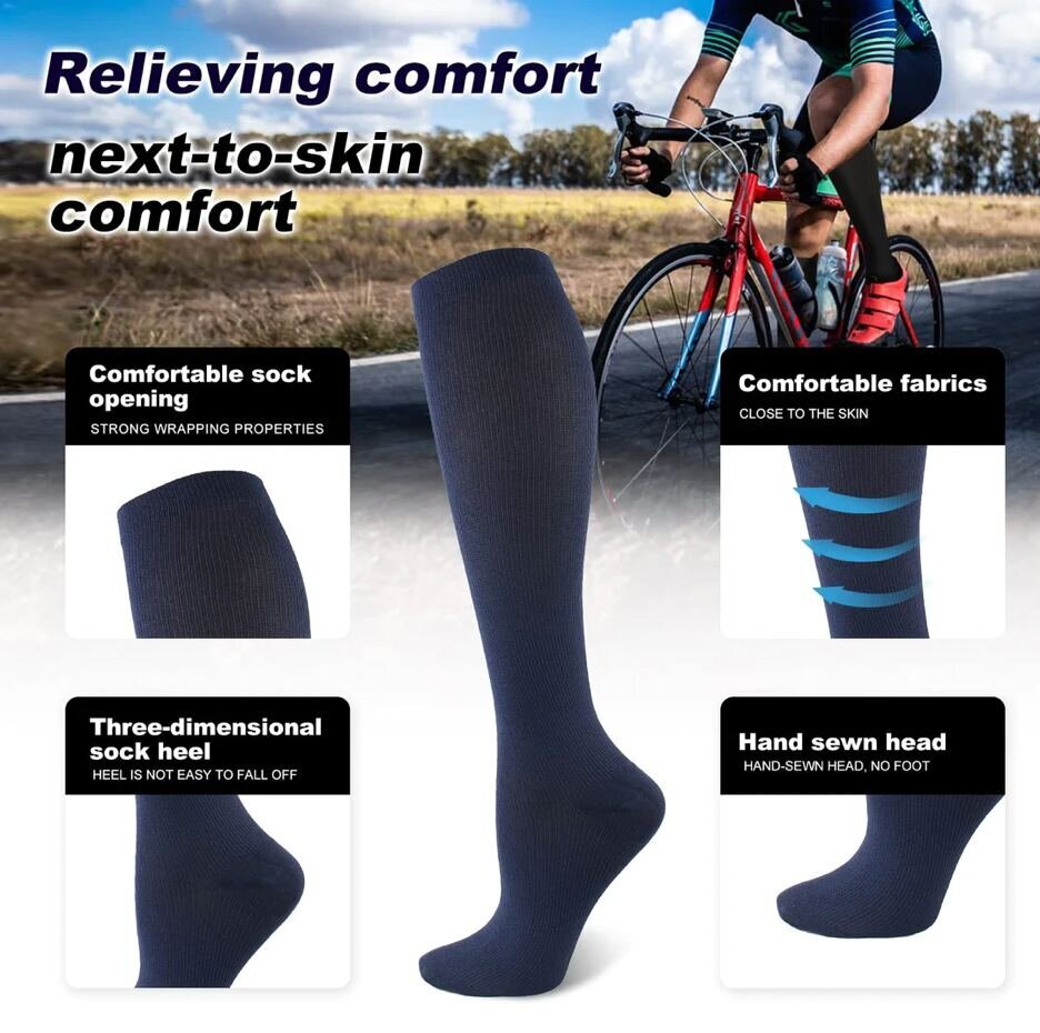 Kompresinės kojinės vyrams RainFlowwer, mėlynos, 4 poros kaina ir informacija | Vyriškos kojinės | pigu.lt