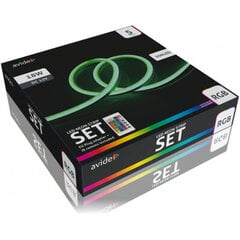 Комплект светодиодной ленты NEON, 5 м, 12 В, неон, RGB - многоцветный, IP67, 18 Вт, пульт ДУ в комплекте, NEON FLEX, Avide цена и информация | Светодиодные ленты | pigu.lt