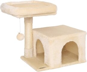 Когтеточка для кошек с домиком Lionto, 50 см, бежевая цена и информация | Когтеточки | pigu.lt