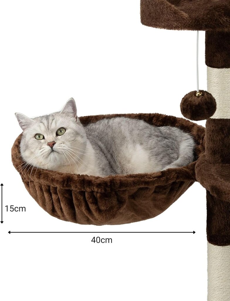 Pakabinamas guolis katėms Lionto, 40 cm, rudas цена и информация | Draskyklės | pigu.lt