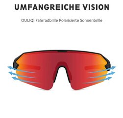 Poliarizuoti sportiniai akiniai nuo saulės UV Ouliqi 400, raudoni kaina ir informacija | Sportiniai akiniai | pigu.lt