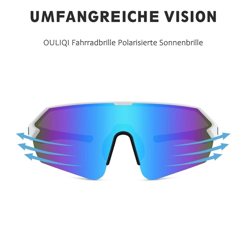 Poliarizuoti sportiniai akiniai nuo saulės UV Ouliqi 400, mėlyni kaina ir informacija | Sportiniai akiniai | pigu.lt