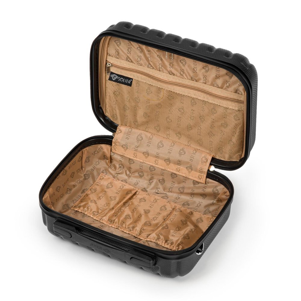 Kosmetinis kelionių lagaminas XS | ABS STL902 - Juodas kaina ir informacija | Lagaminai, kelioniniai krepšiai | pigu.lt