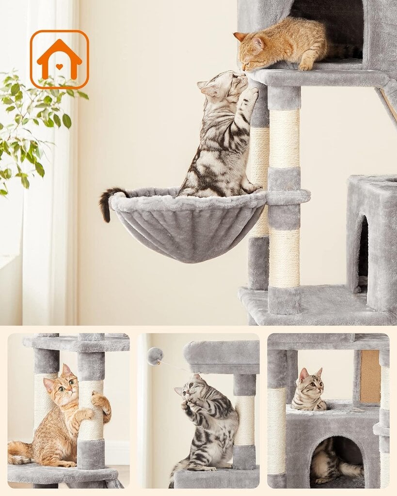 Draskyklė katėms PCT190W01, 206 cm, pilka kaina ir informacija | Draskyklės | pigu.lt