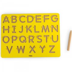 Medinė grafomotorinė didžiųjų raidžių lenta Viga, geltona kaina ir informacija | Lavinamieji žaislai | pigu.lt