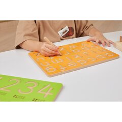 Medinė grafomotorinė mažųjų raidžių lenta Viga, oranžinė kaina ir informacija | Lavinamieji žaislai | pigu.lt