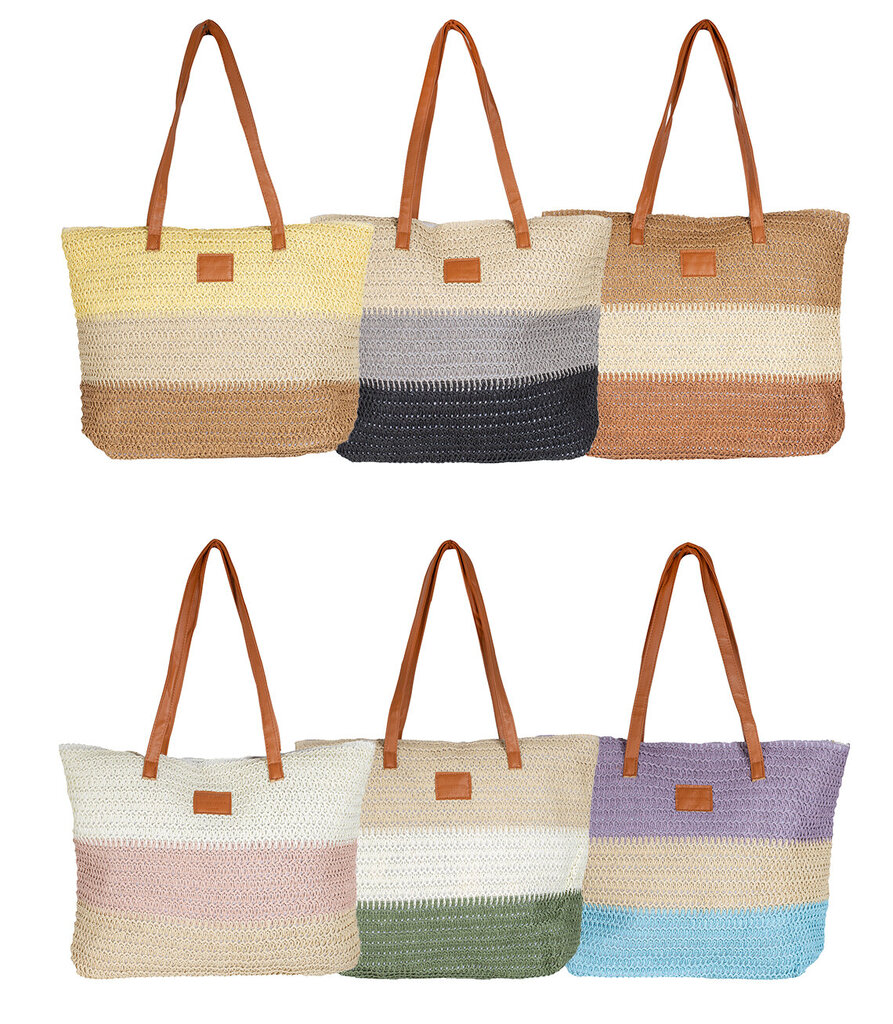 Didelis vasarinis paplūdimio krepšys, pintas, 3 spalvų 17696-uniw kaina ir informacija | Moteriškos rankinės | pigu.lt
