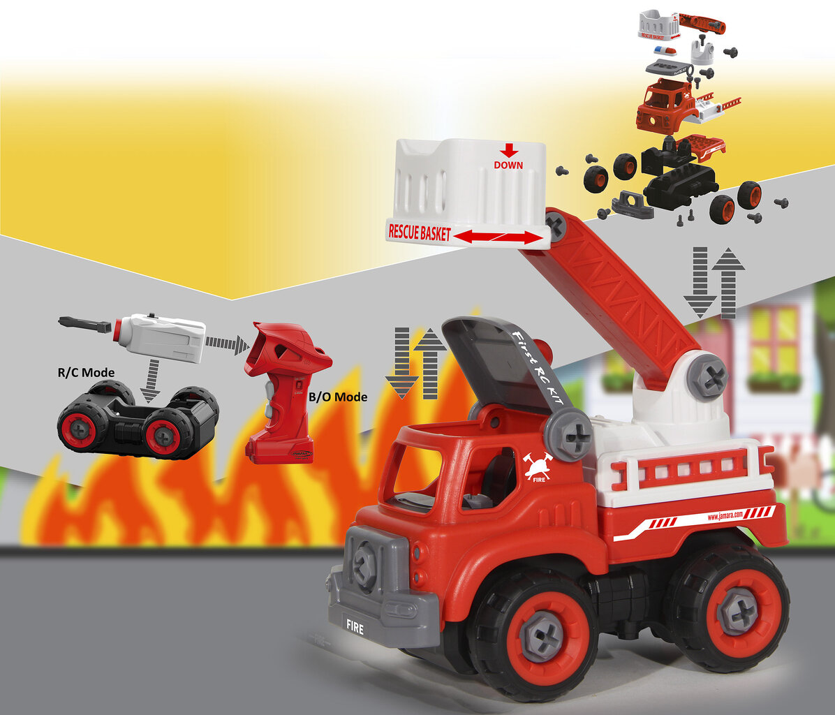 Nuotoliu valdomas ugniagesių automobilis Jamara kaina ir informacija | Žaislai berniukams | pigu.lt