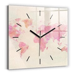 Sieninis laikrodis Akvarelės Pasaulio Žemėlapis цена и информация | Часы | pigu.lt