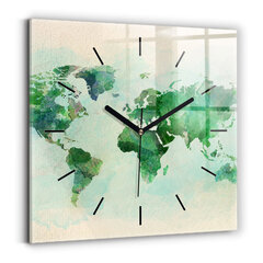 Sieninis laikrodis Akvarelės Pasaulio Žemėlapis цена и информация | Часы | pigu.lt
