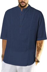 Мужская классическая рубашка Elegancity, в клетку, длинный рукав, синяя цена и информация | Мужские футболки | pigu.lt