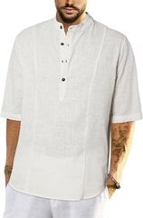 Летняя мужская рубашка Elegancity, короткий рукав, хлопковая, белая цена и информация | Футболка мужская | pigu.lt