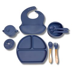 Набор детской силиконовой посуды, 5 предметов, синий цена и информация | Детская посуда, контейнеры для молока и еды | pigu.lt
