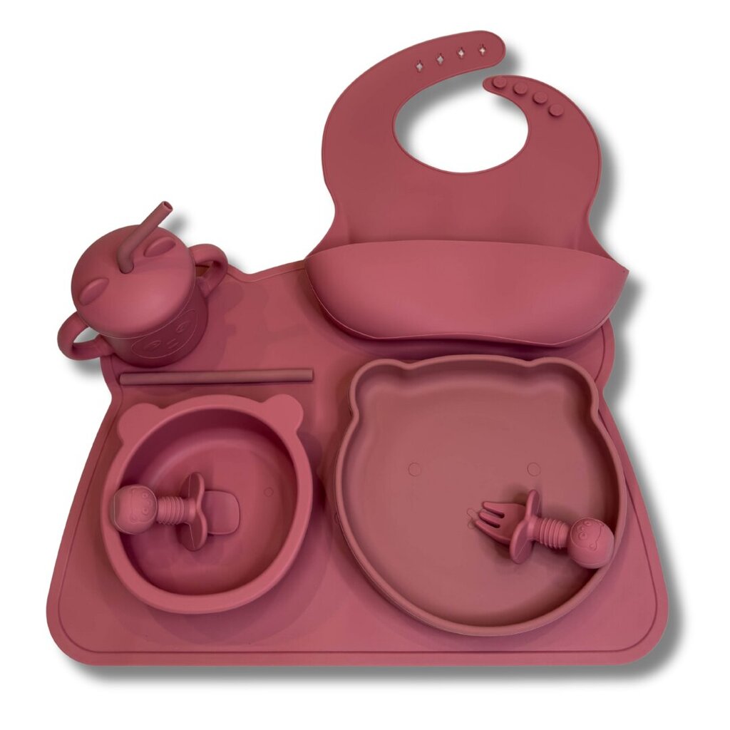 Vaikiškas silikoninių indų rinkinys, 5 dalių kaina ir informacija | Kūdikių indai, indeliai pienui ir įrankiai | pigu.lt