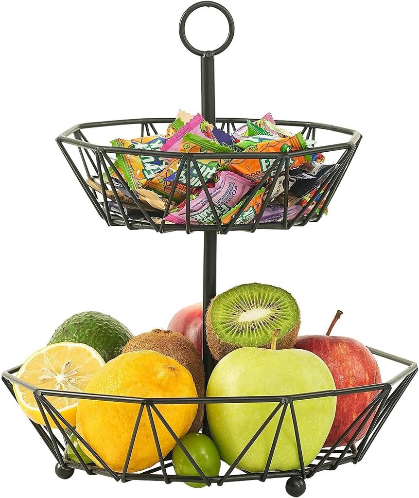 Dusenho 2 pakopų vaisių krepšelis kaina ir informacija | Indai, lėkštės, pietų servizai | pigu.lt