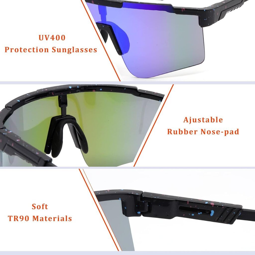 Sportiniai akiniai nuo saulės Nocihcass, mėlyni kaina ir informacija | Sportiniai akiniai | pigu.lt