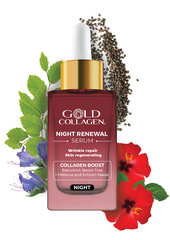 Naktinis veido serumas Gold Collagen Night Renewal Serum, 30ml kaina ir informacija | Veido aliejai, serumai | pigu.lt