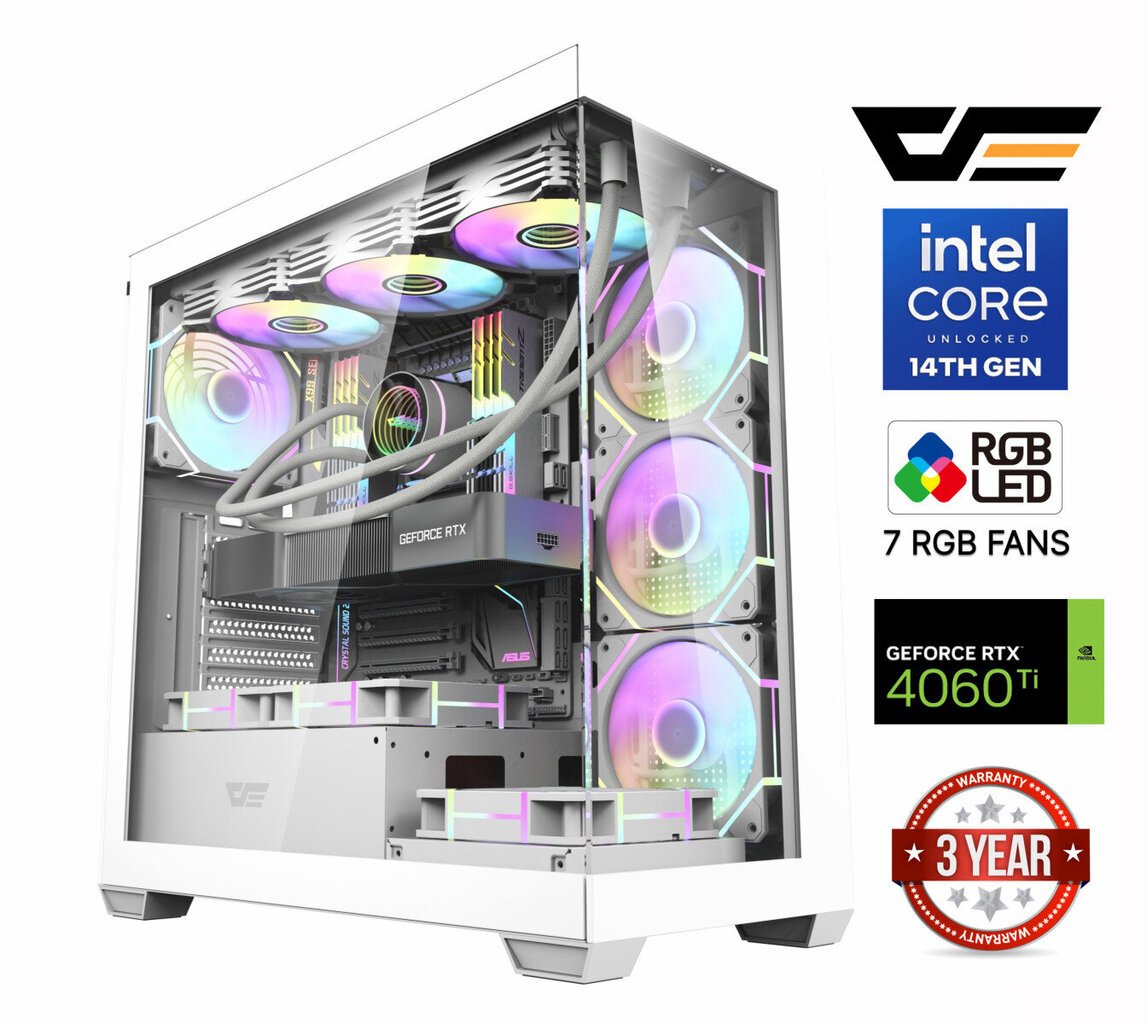 Mdata Gaming Core i7-14700F 64GB 512GB SSD 1TB HDD RTX 4060 TI 8GB NoOS kaina ir informacija | Stacionarūs kompiuteriai | pigu.lt