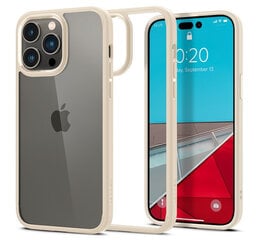 Spigen Crystal Hybrid Apple iPhone 14 Pro Sand Beige smėlio smėlio spalvos telefonas, berėmis kaina ir informacija | Telefono dėklai | pigu.lt