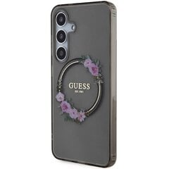 Guess GUHMS24SHFWFCK S24 S921 czarny|black hardcase IML Flowers Wreath MagSafe цена и информация | Чехлы для телефонов | pigu.lt