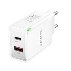 Borofone Wall charger BN16 Tough - USB + Type C - PD 45W 3A white цена и информация | Зарядные устройства для телефонов | pigu.lt