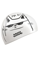 Plaukimo kepuraitė Mad Wave Cat, balta kaina ir informacija | Plaukimo kepuraitės | pigu.lt