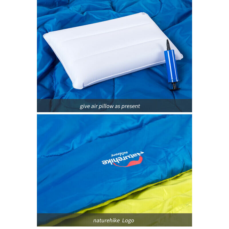 Dvigubas miegmaišis su pagalvėmis Naturehike Double 3in1, 215 x 145 cm, mėlynas/geltonas kaina ir informacija | Miegmaišiai | pigu.lt