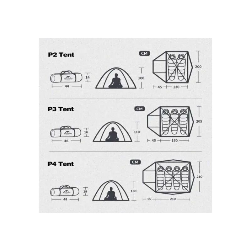 Trivietė palapinė Naturehike P-series 3, žalia цена и информация | Palapinės | pigu.lt