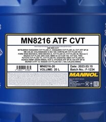 Масло трансмиссионное Mannol CVT Variator fluid, 20 л цена и информация | Другие масла | pigu.lt