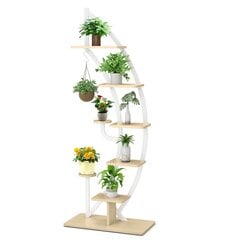 6-ярусная металлическая подставка для растений в форме полумесяца Costway цена и информация | Подставки для цветов, держатели для вазонов | pigu.lt
