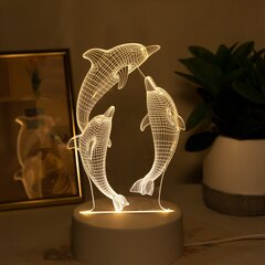 Smurf 3D светящийся дельфин цена и информация | Настольные светильники | pigu.lt