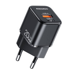 Wall charger MiniGaN Rocoren USB-C, USB, 20W (black) цена и информация | Зарядные устройства для телефонов | pigu.lt