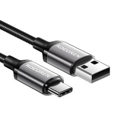 Fast Charging cable Rocoren USB-A to USB-C Retro Series 2m 3A (grey) цена и информация | Кабели для телефонов | pigu.lt