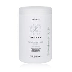 Plaukų kaukė Kemon Actyva Rich Nutrition Mask, sausiems plaukams, 1000 ml цена и информация | Средства для укрепления волос | pigu.lt