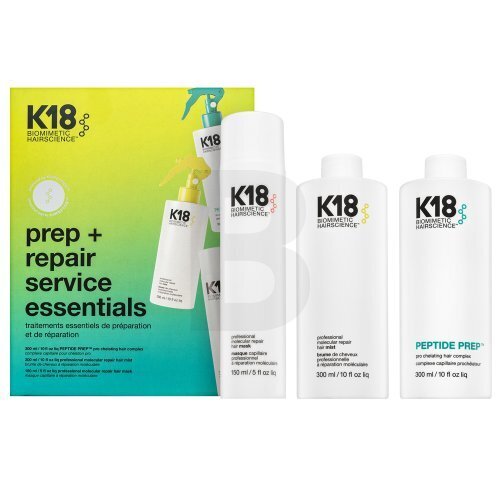 Kosmetikos rinkinys plaukams K18 Prep+ Repair Service Essentials: plaukų kompleksas 300 ml + dulksna 300 ml +  atstatomoji kaukė 150 ml цена и информация | Priemonės plaukų stiprinimui | pigu.lt