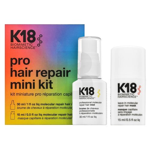 Plaukų kosmetikos rinkinys K18 Pro Hair Repair Mini Kit: plaukų dulksna 30 ml + plaukų kaukė 15 ml kaina ir informacija | Priemonės plaukų stiprinimui | pigu.lt