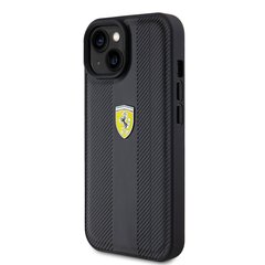 Ferrari Leather Carbon Vertical Red Line Case kaina ir informacija | Telefono dėklai | pigu.lt