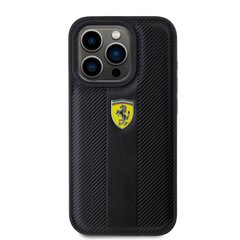 Ferrari PU Leather Carbon Vertical Red Line Case for iPhone 15 Pro Max Black цена и информация | Чехлы для телефонов | pigu.lt