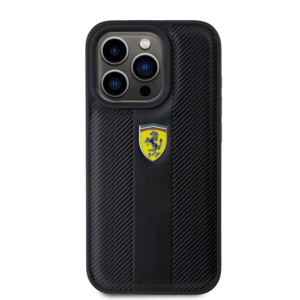 Ferrari Leather Carbon Vertical Red Line Case kaina ir informacija | Telefono dėklai | pigu.lt