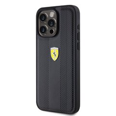 Ferrari PU Leather Carbon Vertical Red Line Case for iPhone 15 Pro Black цена и информация | Чехлы для телефонов | pigu.lt