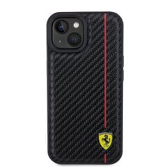 Ferrari PU Leather Carbon Vertical Red Line Case for iPhone 15 Pro Black цена и информация | Чехлы для телефонов | pigu.lt