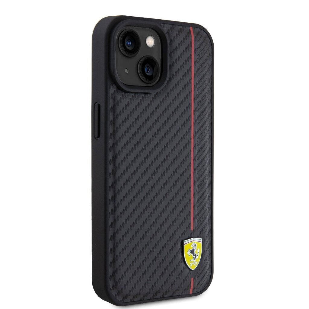 Ferrari Leather Carbon Vertical Red Line Case kaina ir informacija | Telefono dėklai | pigu.lt