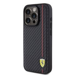 Ferrari PU Leather Carbon Vertical Red Line Case for iPhone 15 Pro Black цена и информация | Чехлы для телефонов | pigu.lt