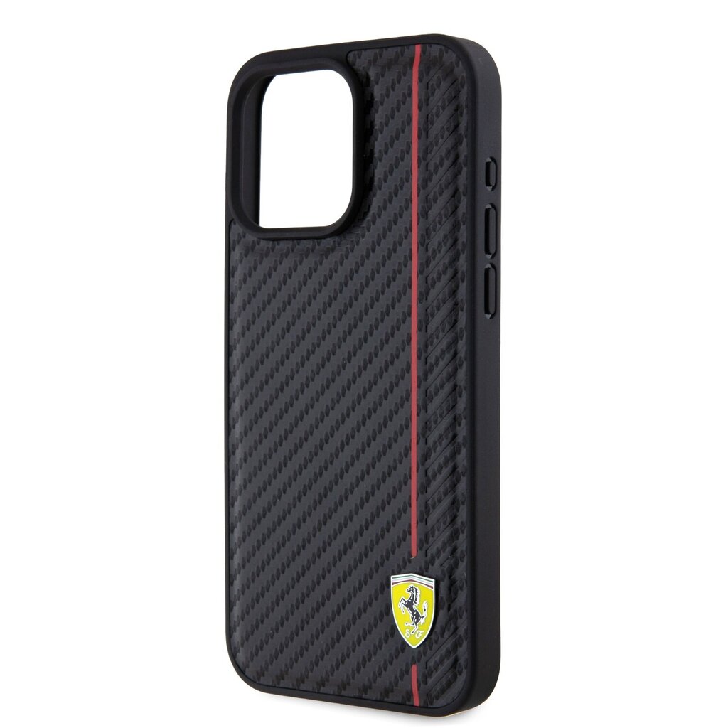 Ferrari Leather Carbon Vertical Red Line Case kaina ir informacija | Telefono dėklai | pigu.lt