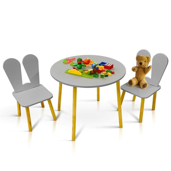 Vaikiškas staliukas su kėdutėmisMontepi, pilkas kaina ir informacija | Vaikiškos kėdutės ir staliukai | pigu.lt