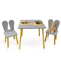 Vaikiškas staliukas su kėdutėmis Montepi, pilkas цена и информация | Детские столы и стулья | pigu.lt