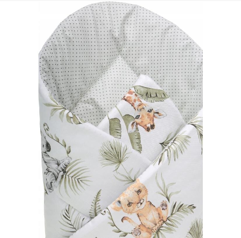Dvipusis kūdikio vokelis - antklodė Babymam, 80x80 cm, baltas/pilkas kaina ir informacija | Vokeliai, miegmaišiai, pagalvės | pigu.lt