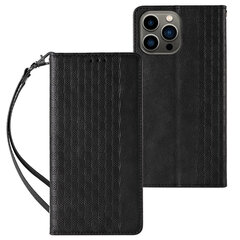 Чехол с магнитным ремешком Case pro iPhone 14 Plus Кошелек-раскладушка с мини-шнурком-подставкой, черный цена и информация | Чехлы для телефонов | pigu.lt